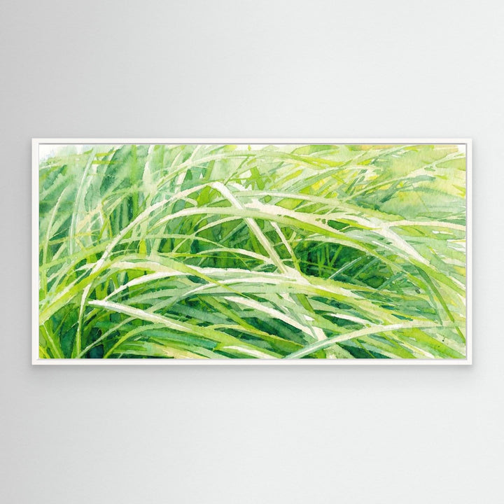 Vibrant Green Watercolor Nature Art - Canvas Framed Options