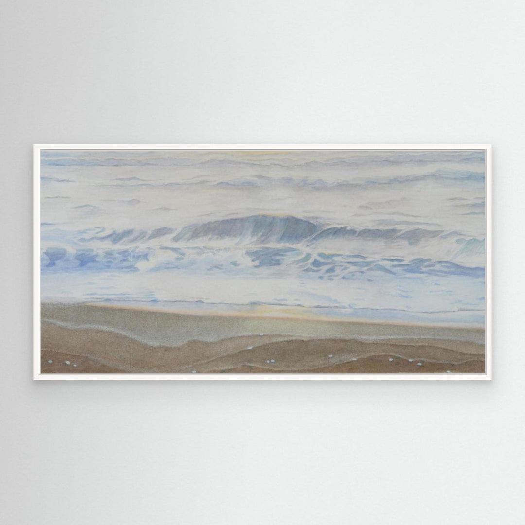 "February" Serene Coastal Watercolor Art Print - Large Format Canvas Framed Options