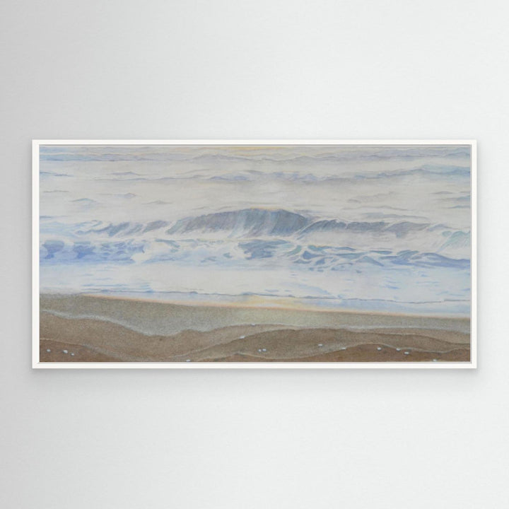 "February" Serene Coastal Watercolor Art Print - Large Format Canvas Framed Options