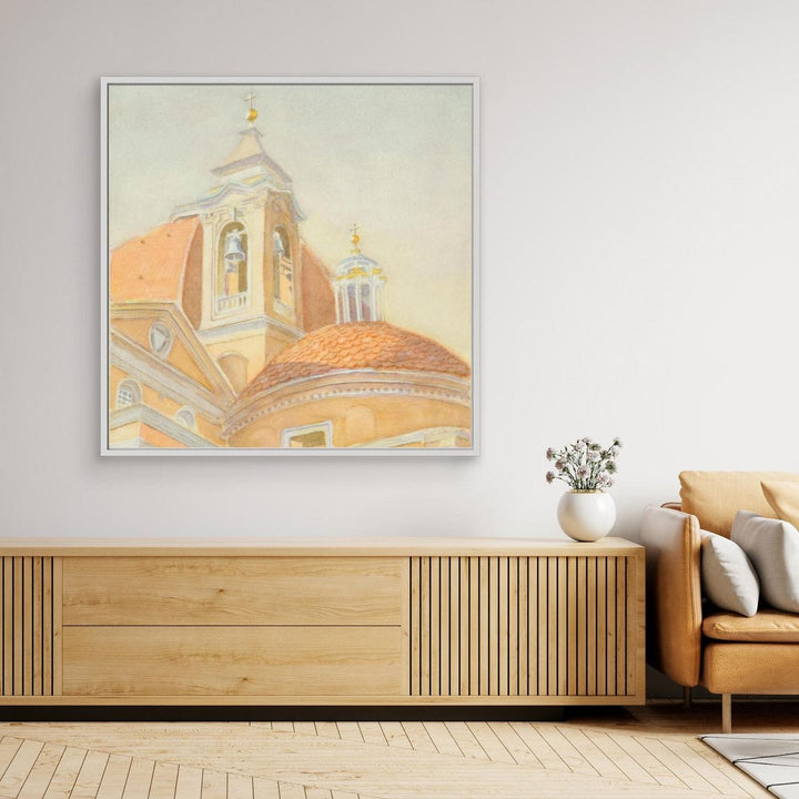 "Bell Tower of San Lorenzo" Majestic Tuscan Watercolor -  Large Format Canvas Framed Options