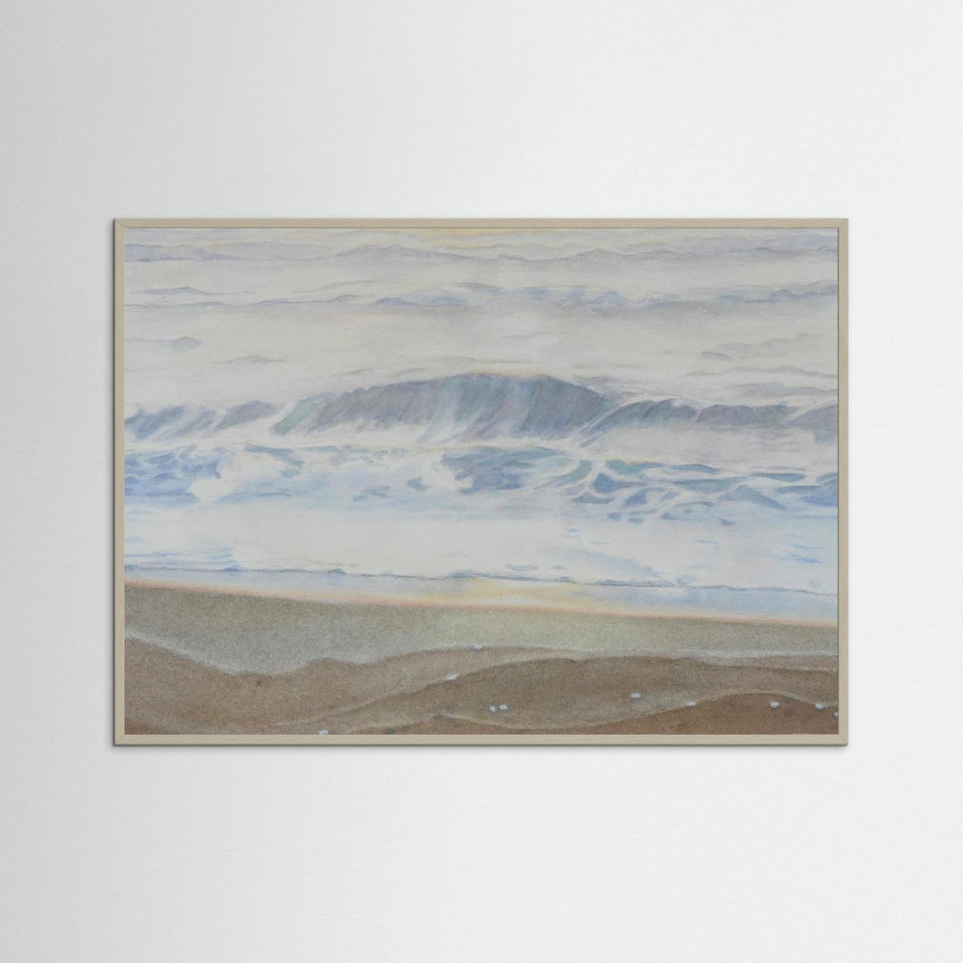 "February" Serene Coastal Watercolor Art Print -  Custom Framed Options