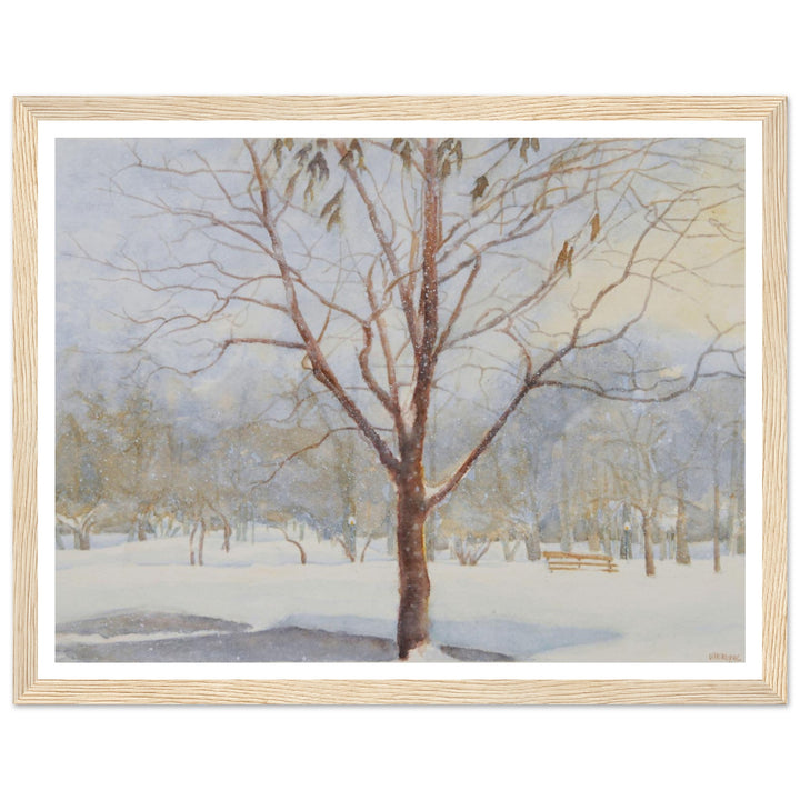 "The Silence of the Snow" Peaceful Winter Landscape Watercolor by Veronique Semple - Watercolor wall art print