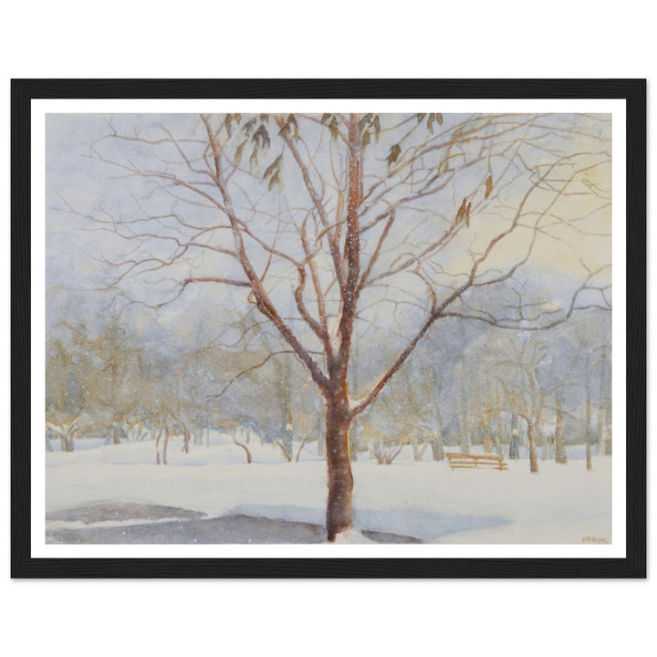"The Silence of the Snow" Peaceful Winter Landscape Watercolor by Veronique Semple - Watercolor wall art print