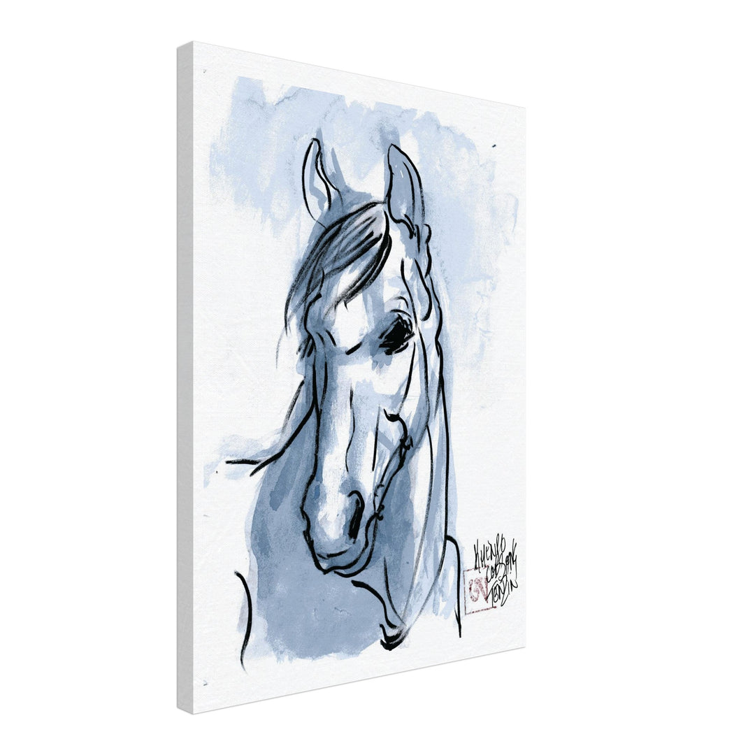 "Spirit of the Wild" Tranquil Blue Horse Watercolor Art Print by Andrew Semple - Watercolor wall art print