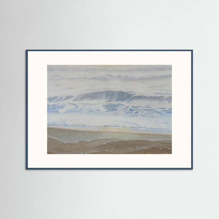 "February" Serene Coastal Watercolor Art Print -  Custom Framed Options