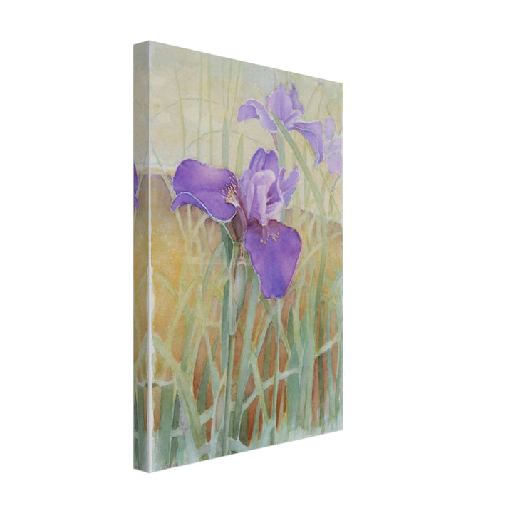 Vibrant Purple Irises Watercolor Wall Art for Home Decor by Veronique Semple - Watercolor botanical print for home decor