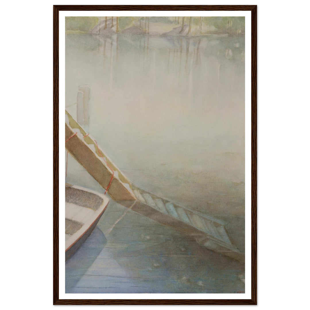 "Fog on the Lake" Peaceful Watercolor Art Print by Veronique Semple - Watercolor landscape painting print for home decor