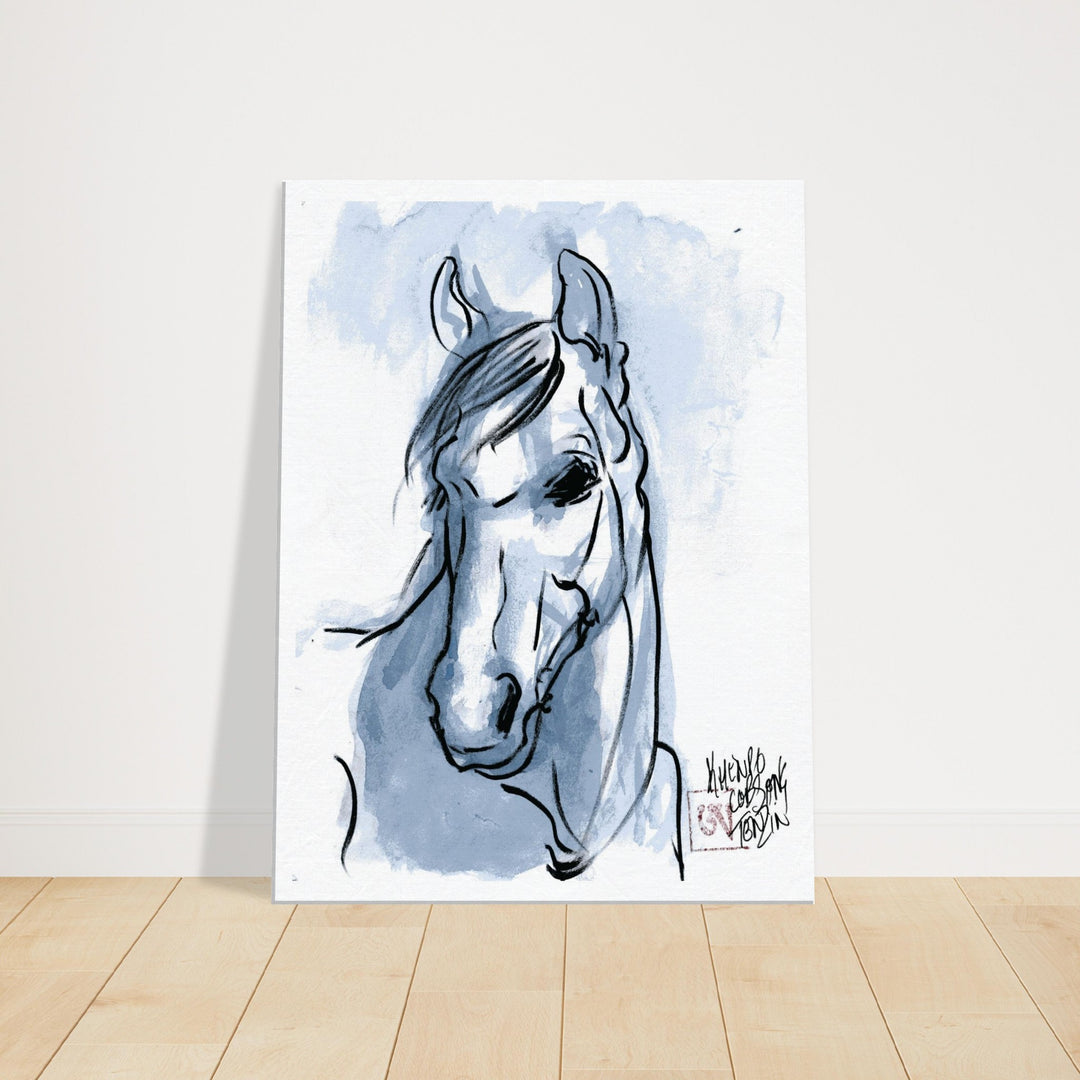 "Spirit of the Wild" Tranquil Blue Horse Watercolor Art Print by Andrew Semple - Watercolor wall art print