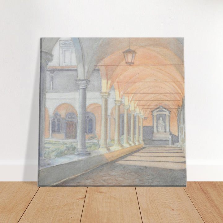 Tranquil Cloister View - Watercolor Wall Art Decor by Veronique Semple - Watercolor landscape print for home decor
