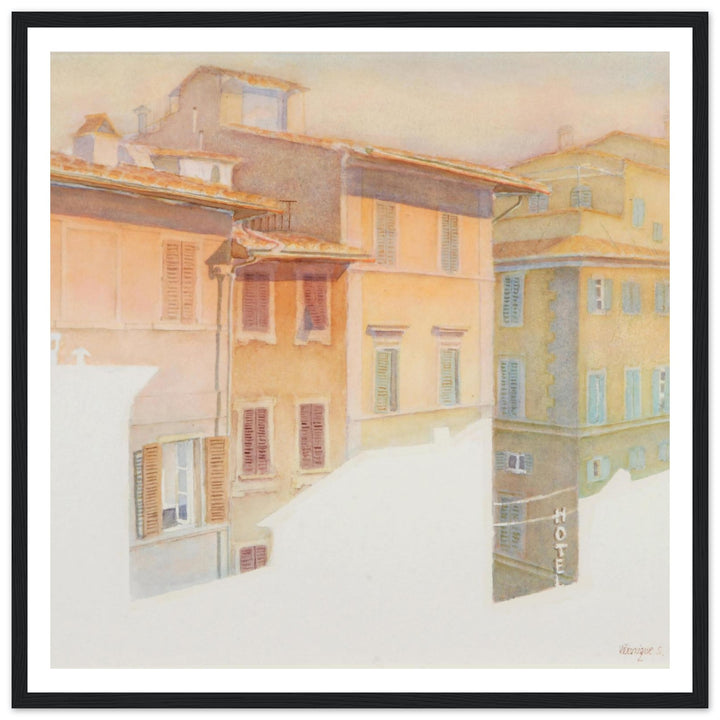 Morning Light in Florence Charming European Sunrise Watercolor Art Print by Veronique Semple - Watercolor wall art print