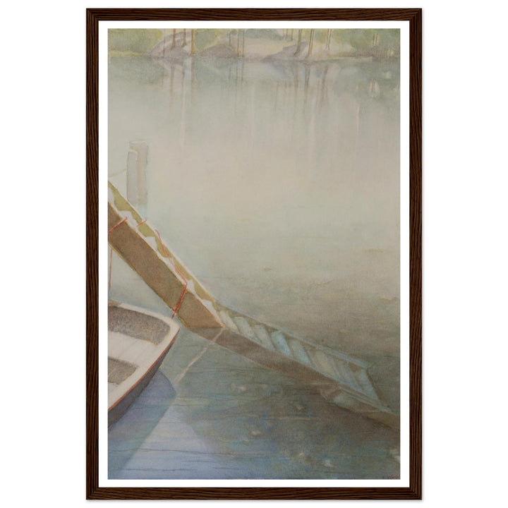 "Fog on the Lake" Peaceful Watercolor Art Print by Veronique Semple - Watercolor landscape painting print for home decor