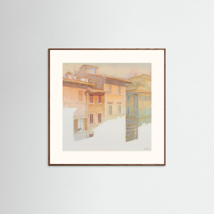 "Morning Light in Florence" Charming European Sunrise Watercolor - Art Print Custom Framed Option