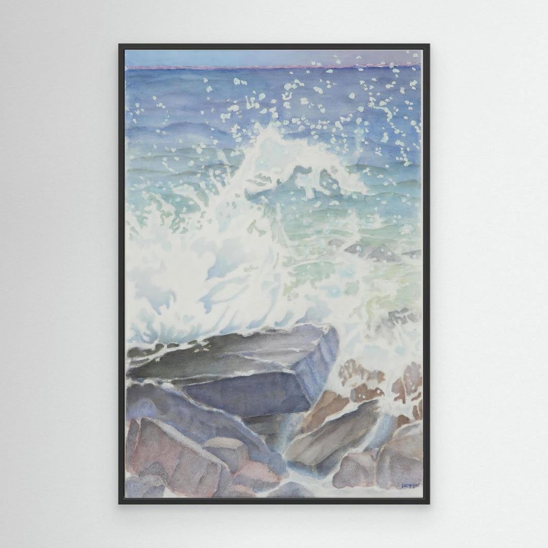 "Euphoria" Blissful Cascading Waves Oceanic Watercolor - Large Format Canvas Framed Options