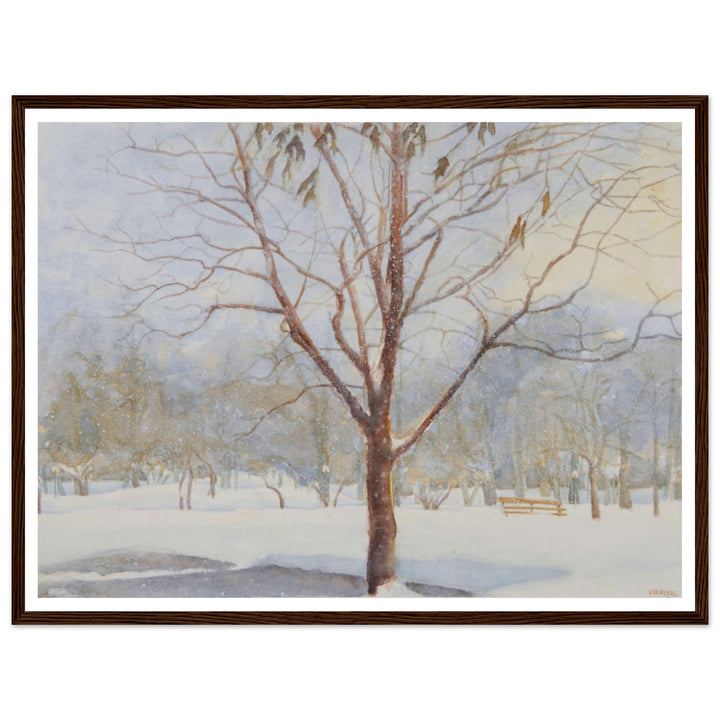 "The Silence of the Snow" Peaceful Winter Landscape Watercolor by Veronique Semple - Watercolor wall art print