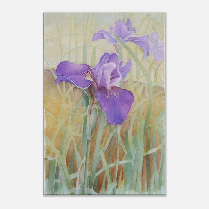 Vibrant Purple Irises Watercolor Wall Art for Home Decor by Veronique Semple - Watercolor botanical print for home decor