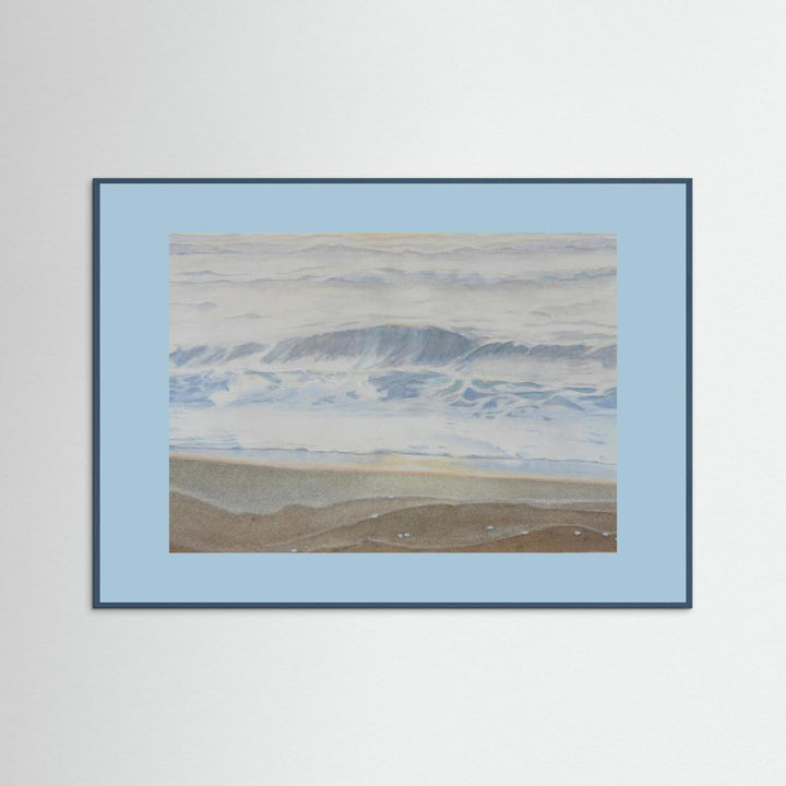 "February" Serene Coastal Watercolor Art Print -  Custom Framed Options