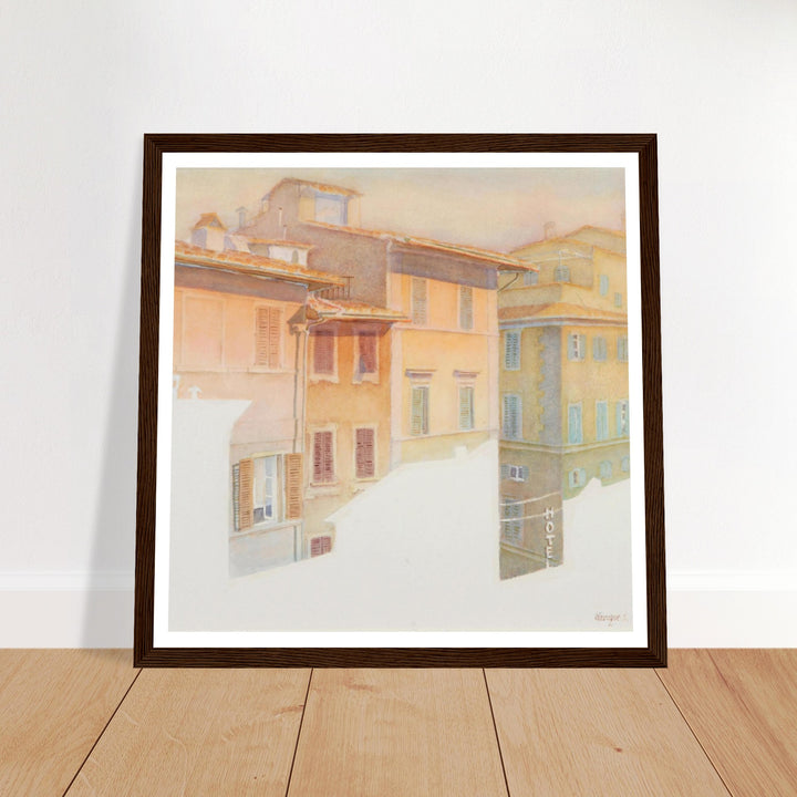 Morning Light in Florence Charming European Sunrise Watercolor Art Print by Veronique Semple - Watercolor wall art print