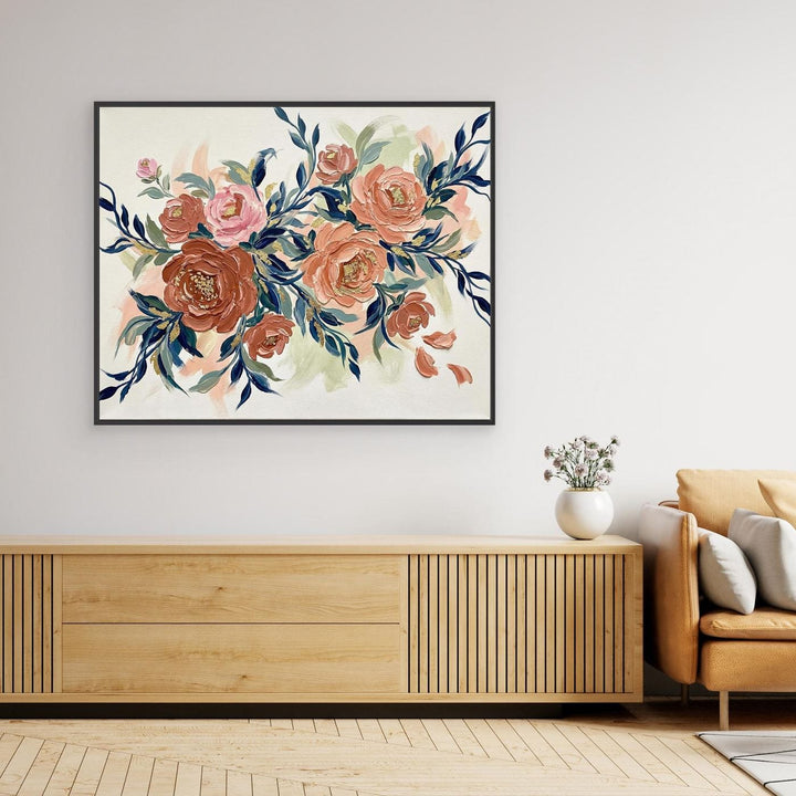 Floral Elegance: Abstract Rose Art Print - Framed Canvas Options