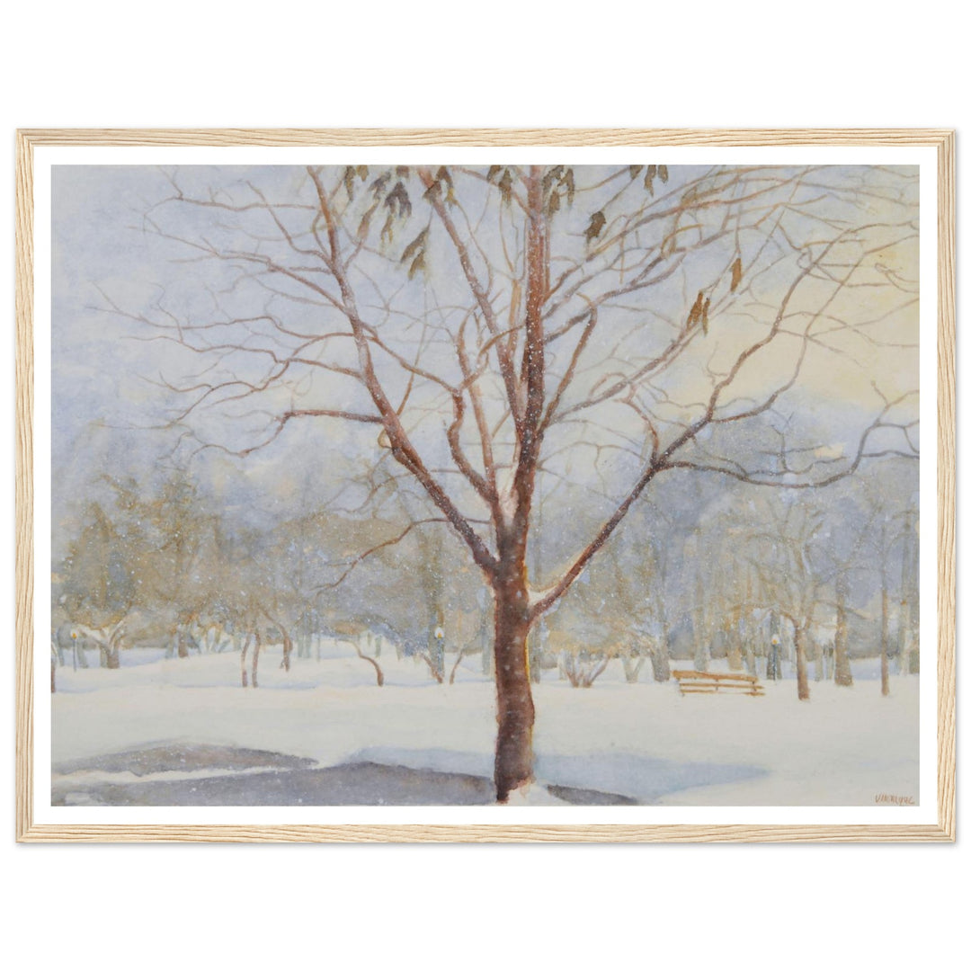 "The Silence of the Snow" Peaceful Winter Landscape Watercolor by Veronique Semple - Watercolor wall art print