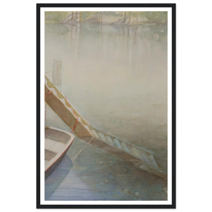 "Fog on the Lake" Peaceful Watercolor Art Print by Veronique Semple - Watercolor landscape painting print for home decor