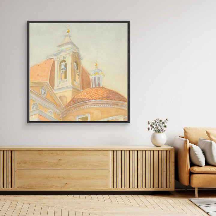 "Bell Tower of San Lorenzo" Majestic Tuscan Watercolor -  Large Format Canvas Framed Options