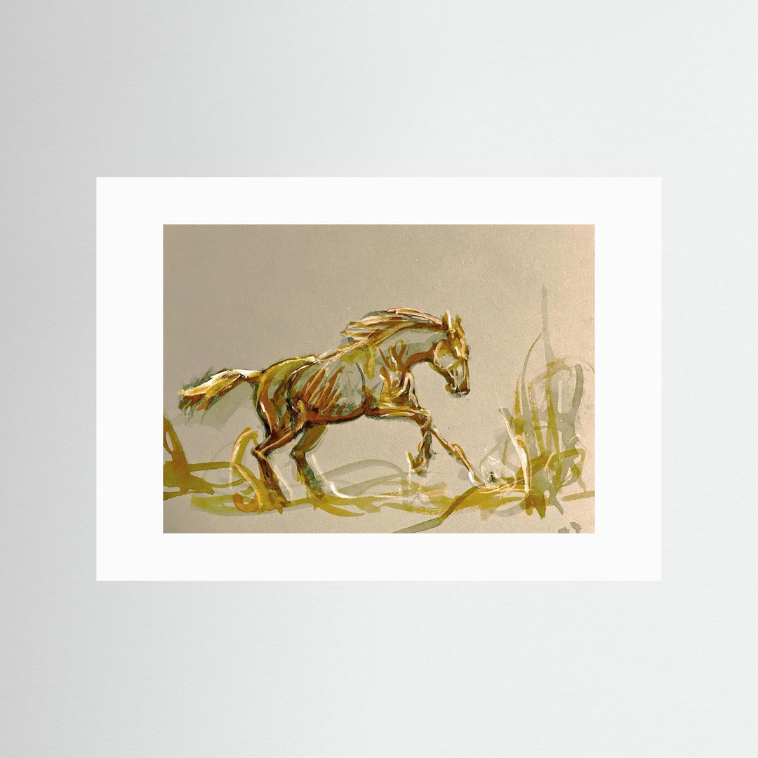 Sunlit Horse Watercolor wall art by Andrew Semple - Watercolor impressionism print for home decor