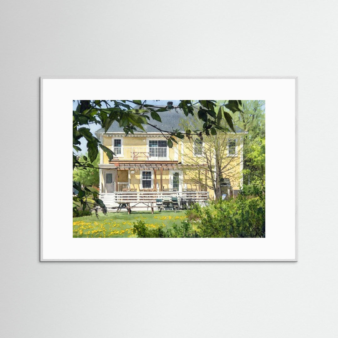 Yellow Heritage House Watercolor Art by Studio Shefford - Photo Art Composition landscape painting print for home decor