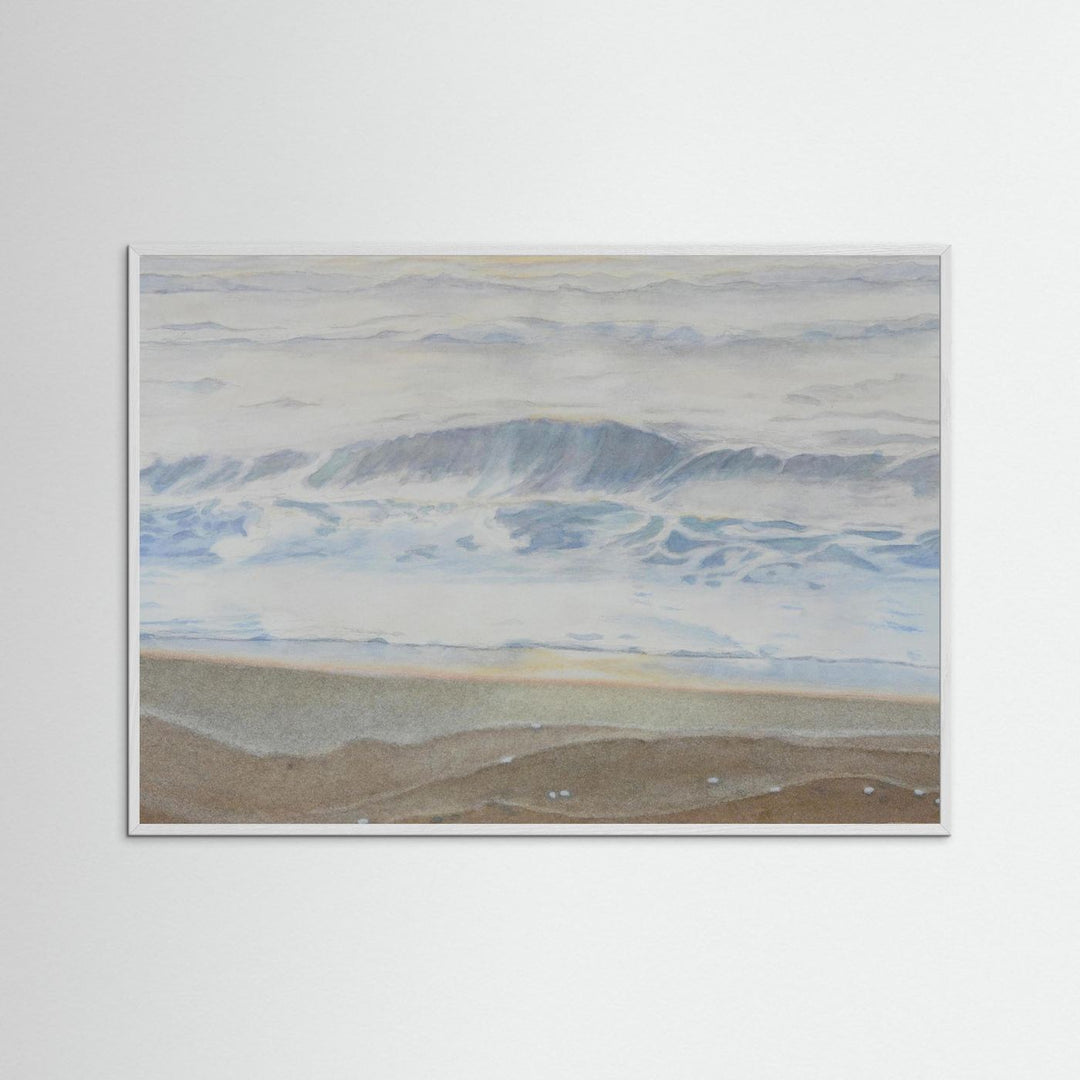 "February" Serene Coastal Watercolor Art Print -  Custom Framed Options