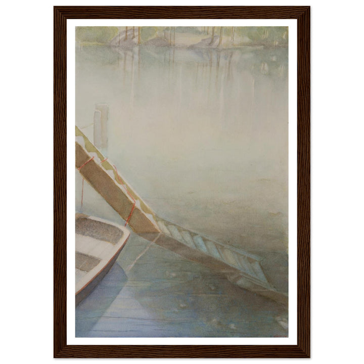 "Fog on the Lake" Peaceful Watercolor Art Print by Veronique Semple - Watercolor landscape painting print for home decor