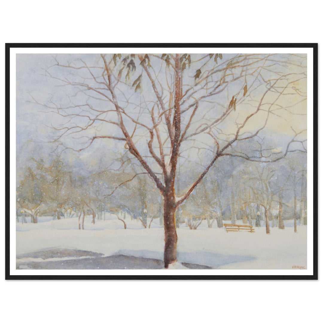 "The Silence of the Snow" Peaceful Winter Landscape Watercolor by Veronique Semple - Watercolor wall art print
