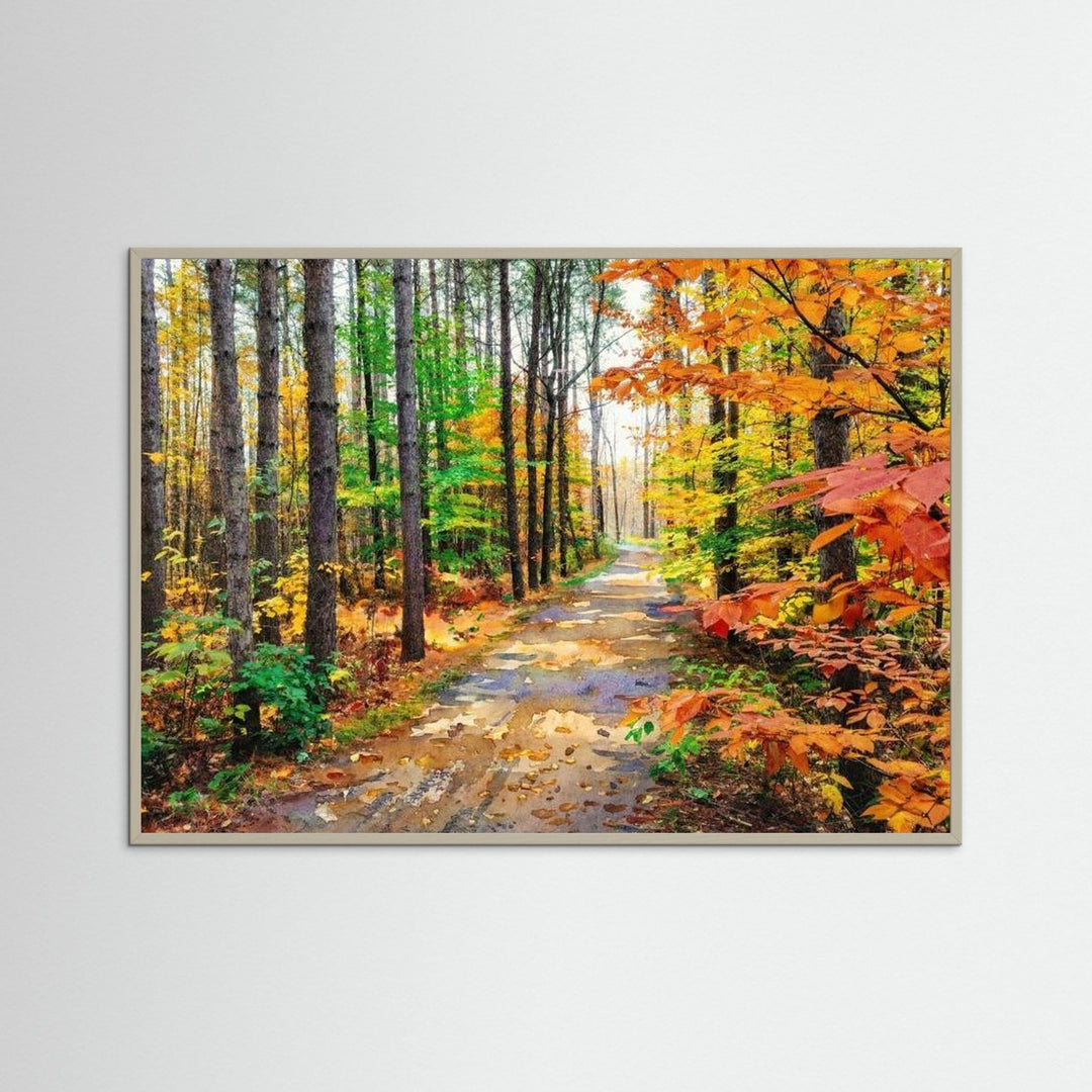 "Colors of Bromont" Tranquil Pathway Through Fall Foliage - Art Print Framed Options