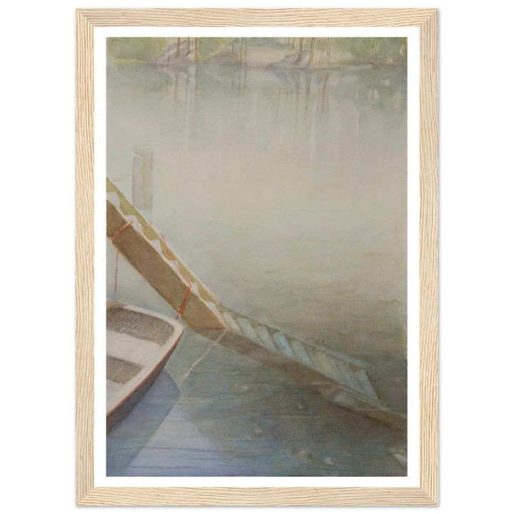 "Fog on the Lake" Peaceful Watercolor Art Print by Veronique Semple - Watercolor landscape painting print for home decor