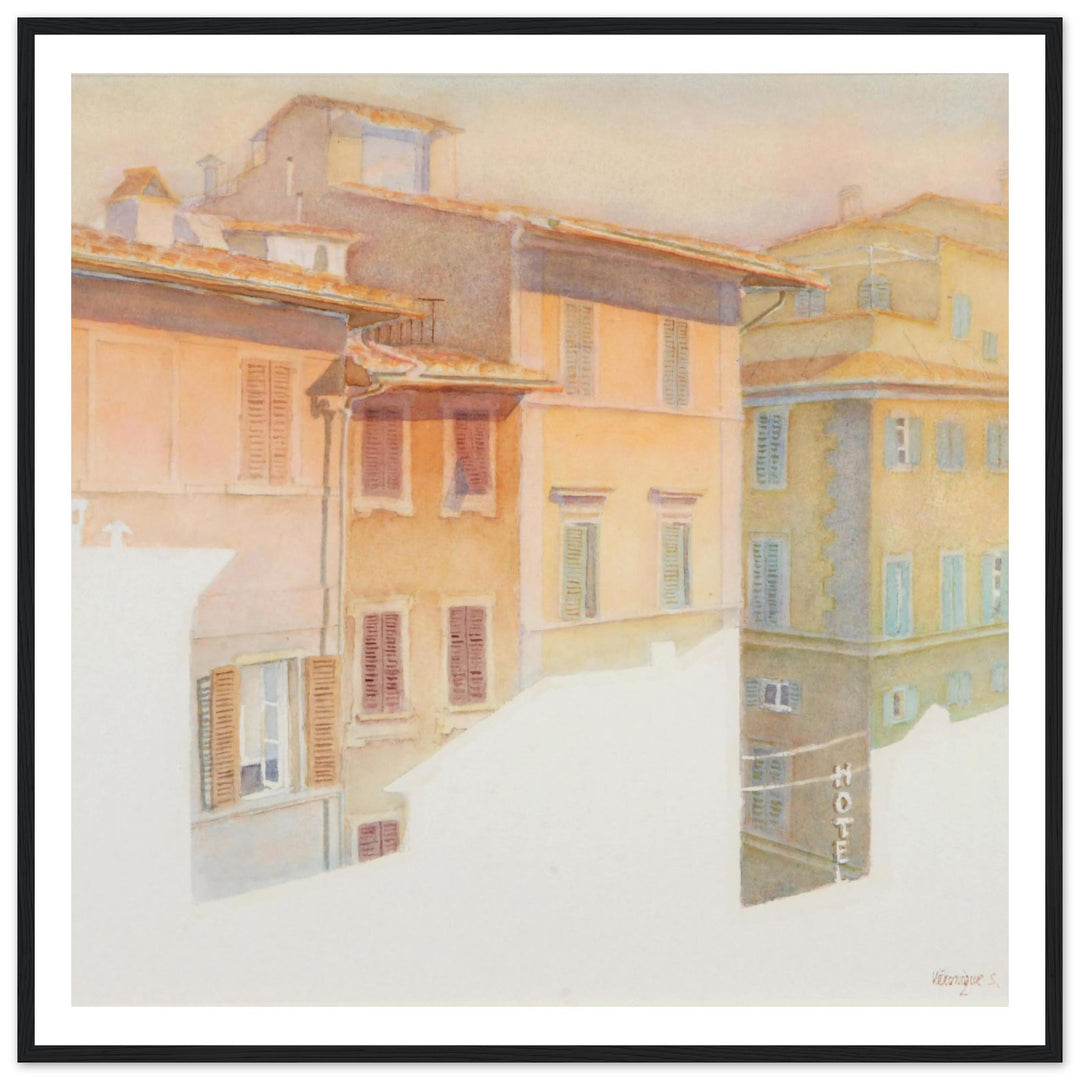 Morning Light in Florence Charming European Sunrise Watercolor Art Print by Veronique Semple - Watercolor wall art print