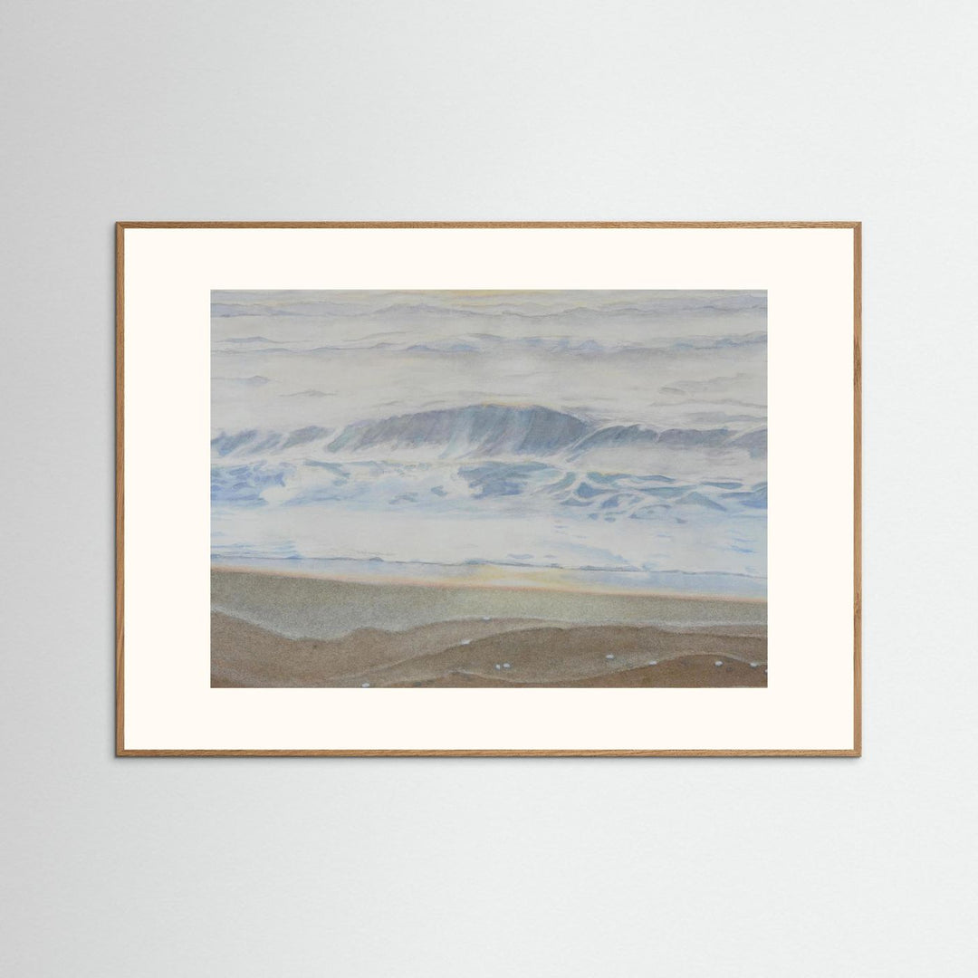 "February" Serene Coastal Watercolor Art Print -  Custom Framed Options