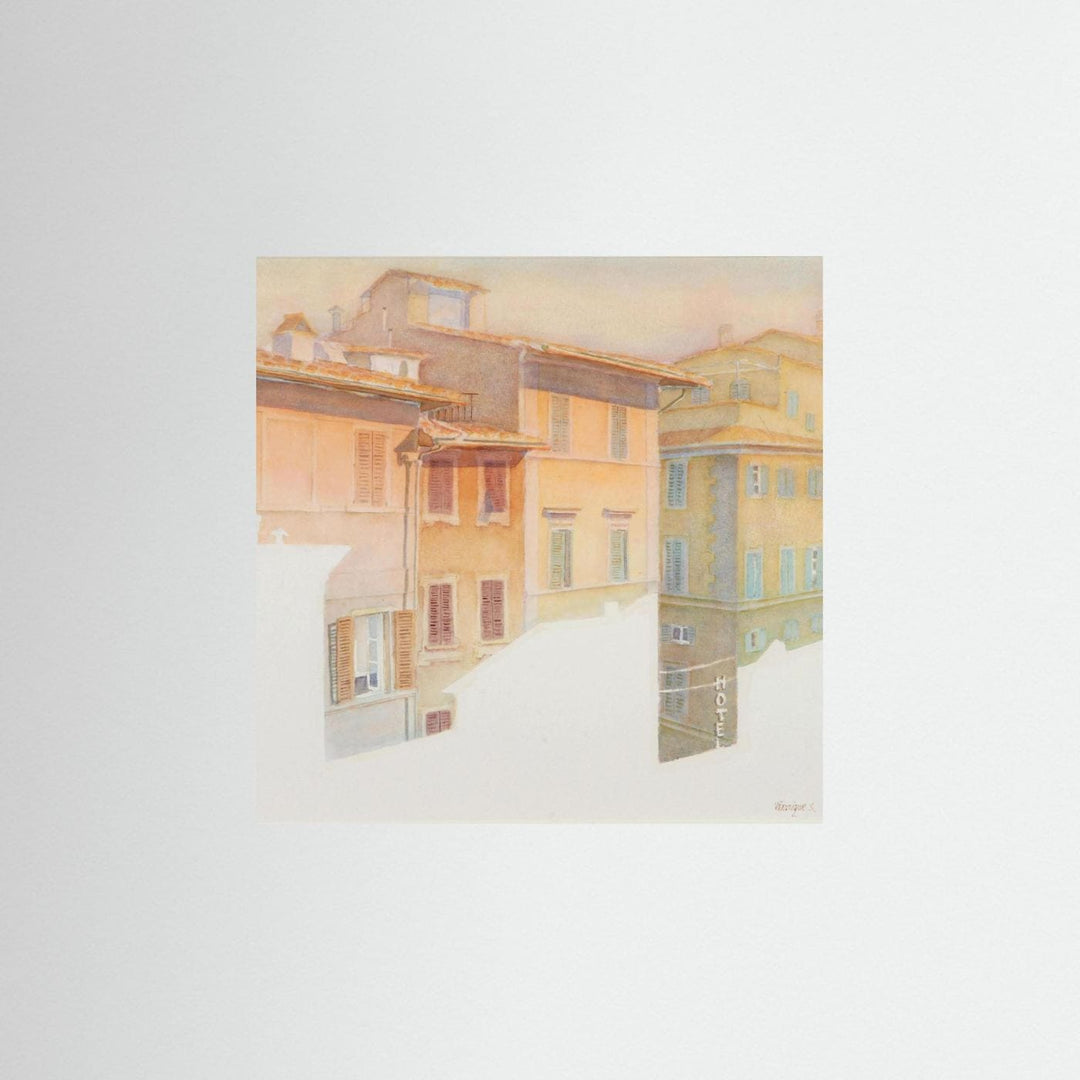 "Morning Light in Florence" Charming European Sunrise Watercolor - Art Print Custom Framed Option