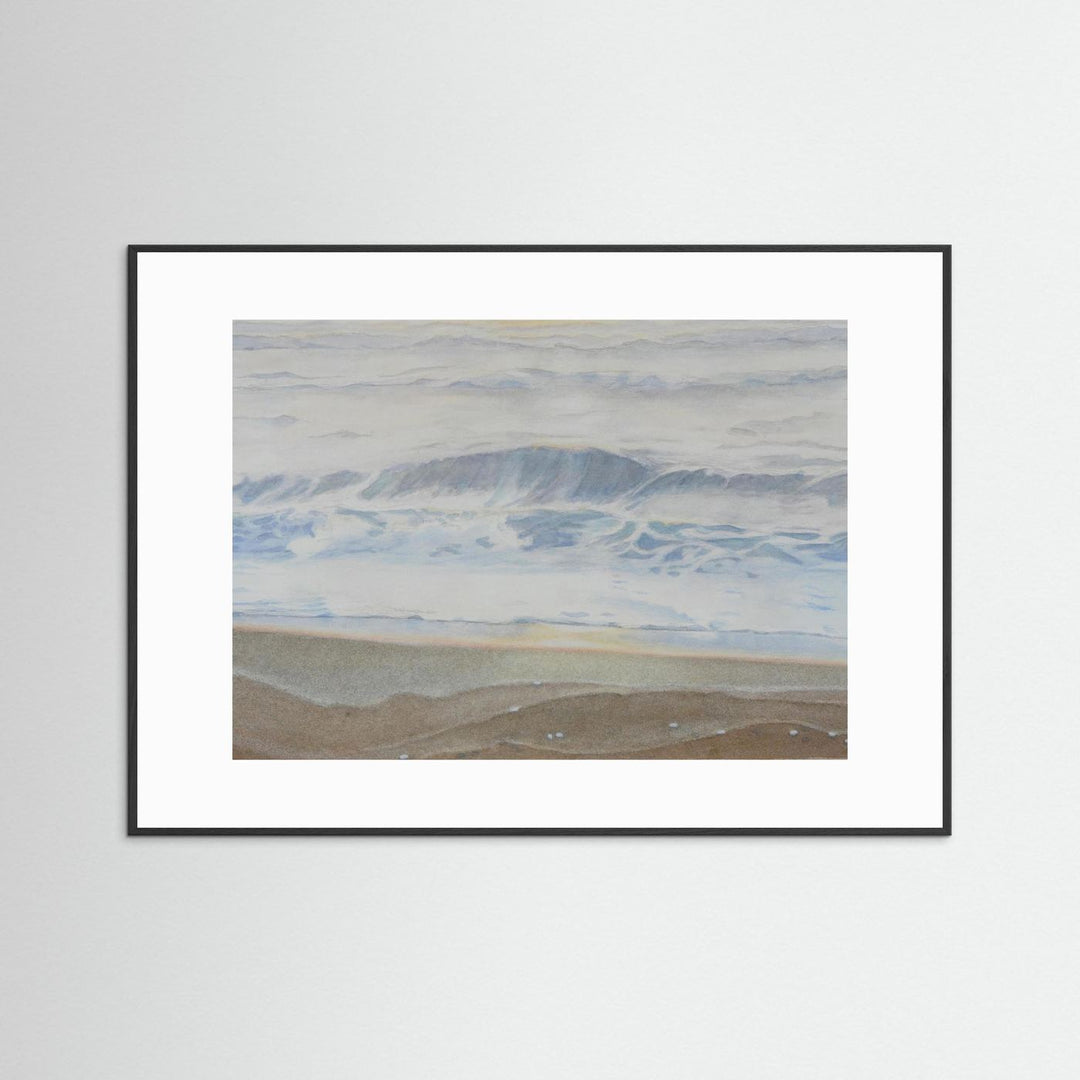 "February" Serene Coastal Watercolor Art Print -  Custom Framed Options