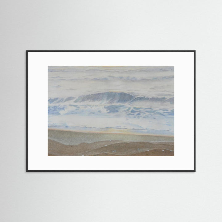 "February" Serene Coastal Watercolor Art Print -  Custom Framed Options