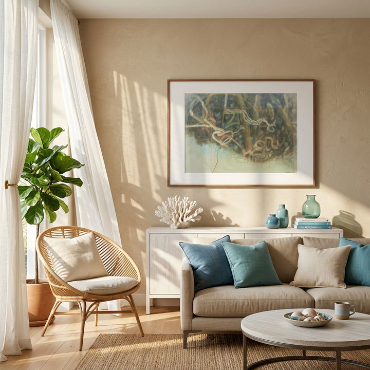 "Change - Beyond the Ice" Abstract Organic Watercolor - Custom Framed Art Print