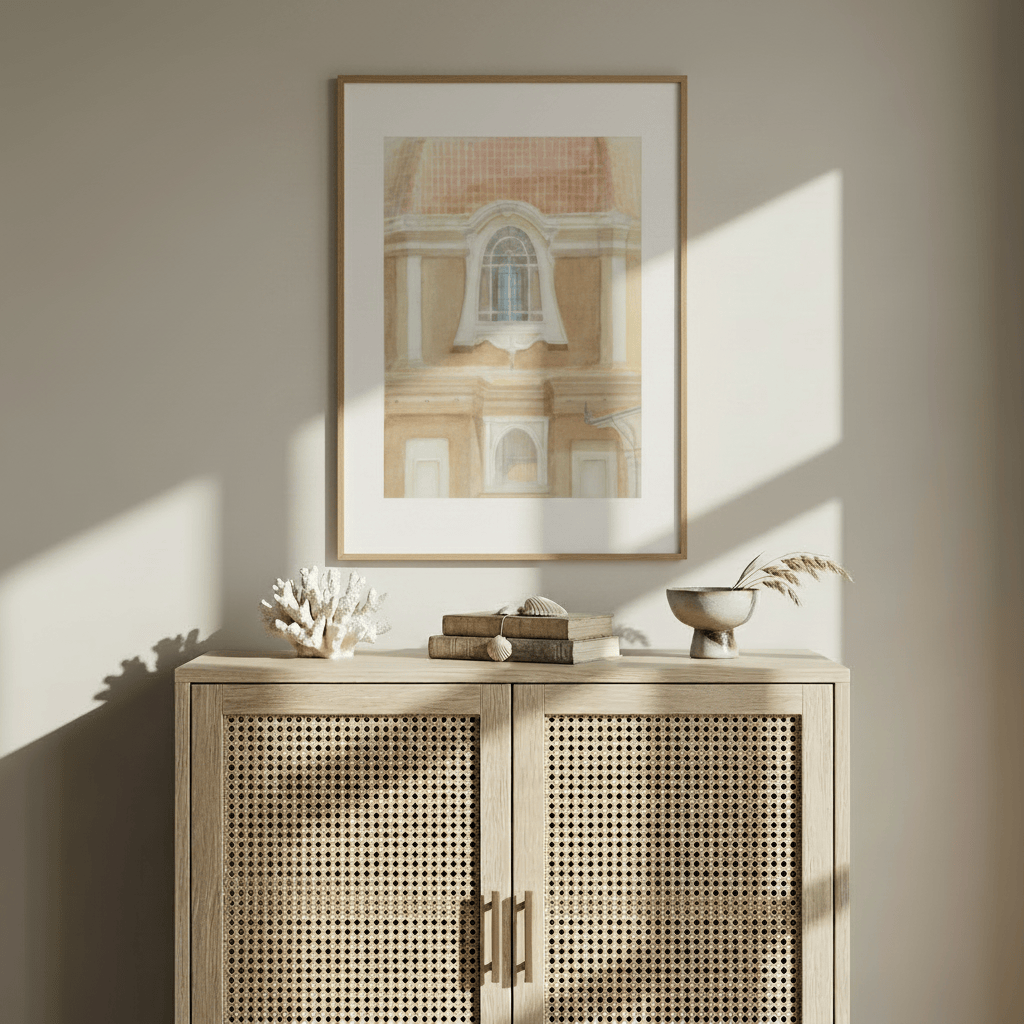 "View of the Medici Chapels No 2" Graceful Historic Watercolor Art Print - Premium Art Print Custom Framed Options