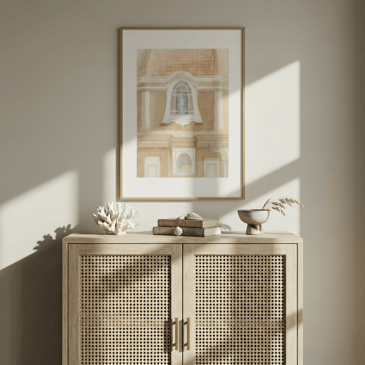 "View of the Medici Chapels No 2" Graceful Historic Watercolor Art Print - Premium Art Print Custom Framed Options