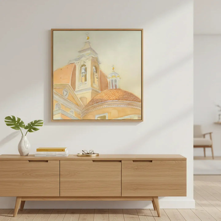 "Bell Tower of San Lorenzo" Majestic Tuscan Watercolor -  Large Format Canvas Framed Options