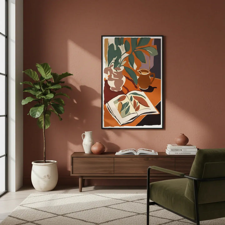 Retro Botanical Art Print | Modern Still Life Decor - Canvas Art Framed Options