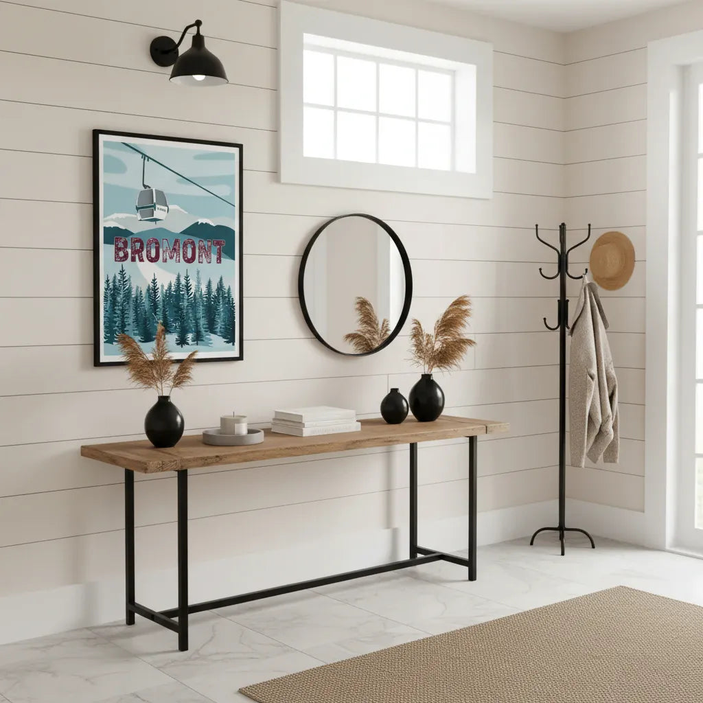 Ski Bromont Winter Adventure Illustrated Poster - Premium Matte Framed