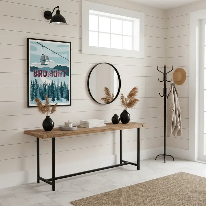 Ski Bromont Winter Adventure Illustrated Poster - Premium Matte Framed
