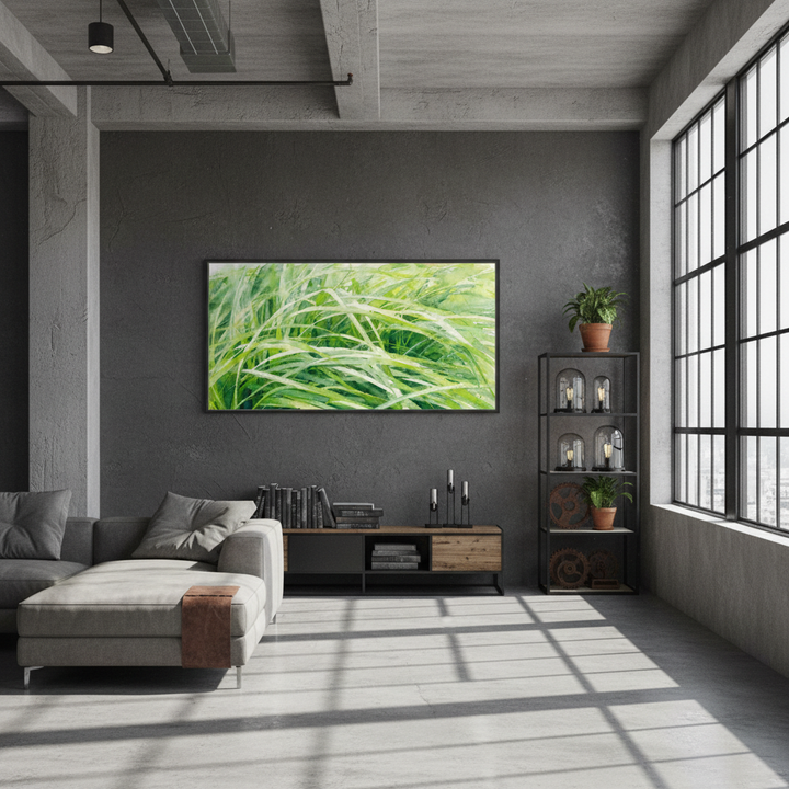 Vibrant Green Watercolor Nature Art - Canvas Framed Options