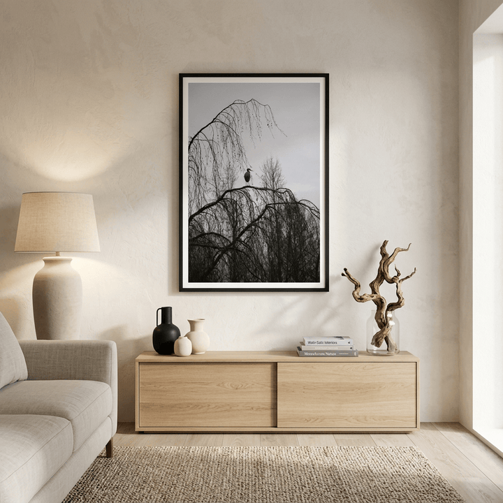 "The Sentinel" Majestic Heron Serene Nature Wall Art - Premium Matte Framed Photography