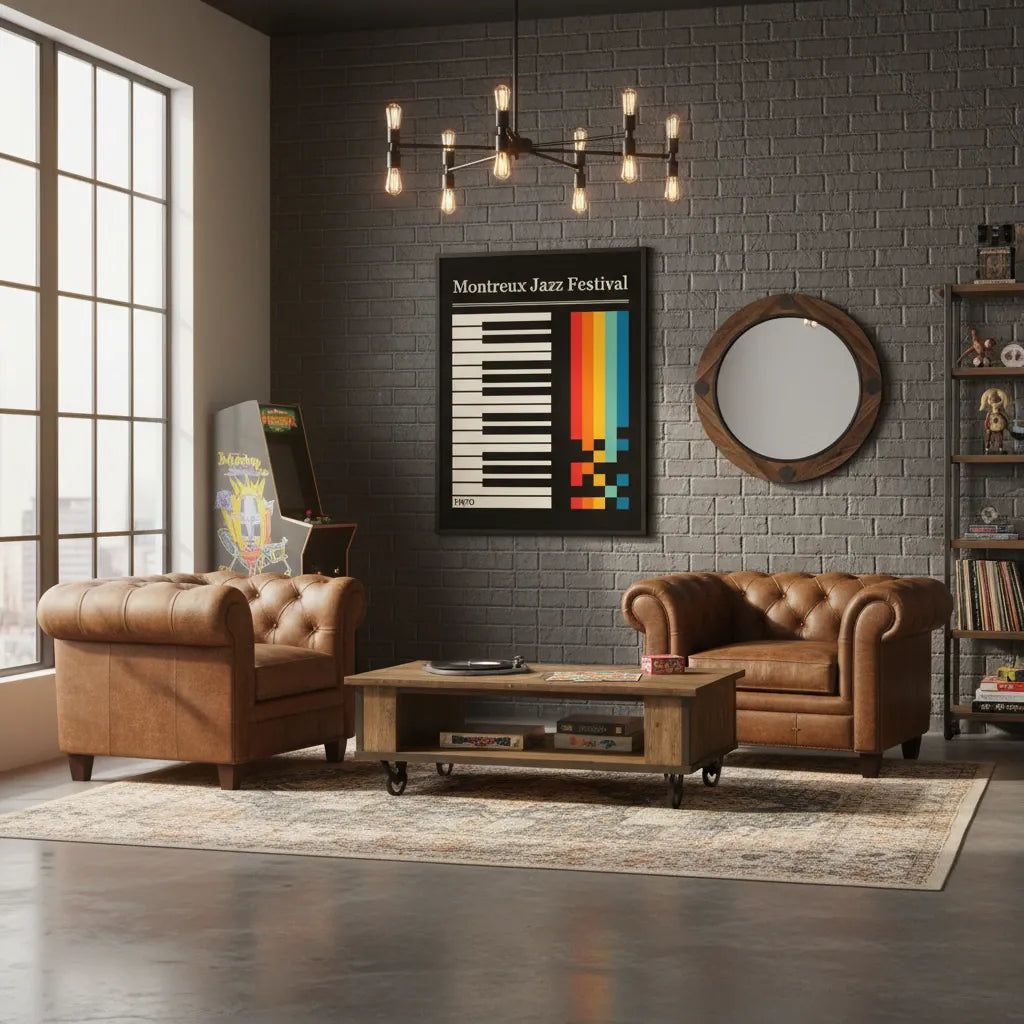 Retro 1970 Montreux Jazz Festival Rainbow Piano Wall Art - Canvas Framed Options