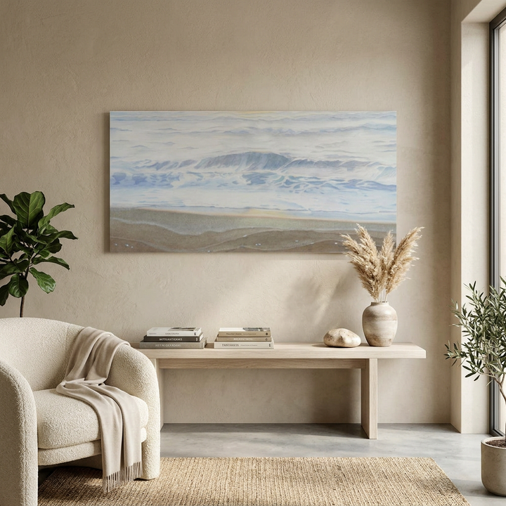 "February" Serene Coastal Watercolor Art Print - Canvas