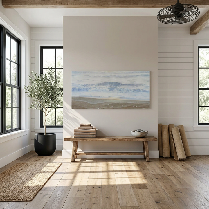 "February" Serene Coastal Watercolor Art Print - Canvas