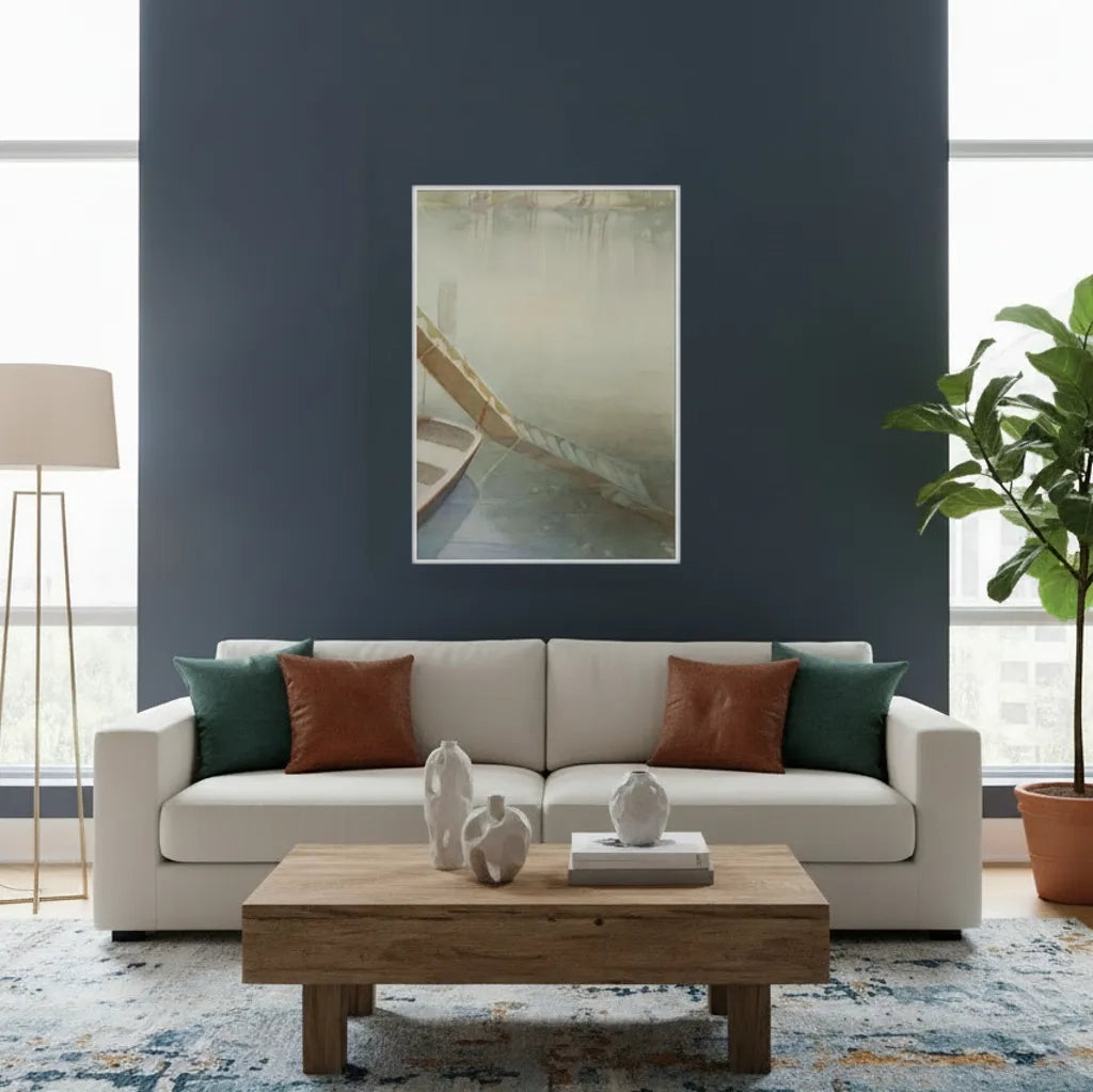 "Fog on the Lake" Peaceful Watercolor - Framed Print Options